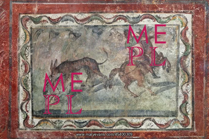 : Fresco, Museo Nacional de Arte Romano, Merida, Extremadura : Fresco, Museo Nacional de Arte Romano, Merida, Extremadura
