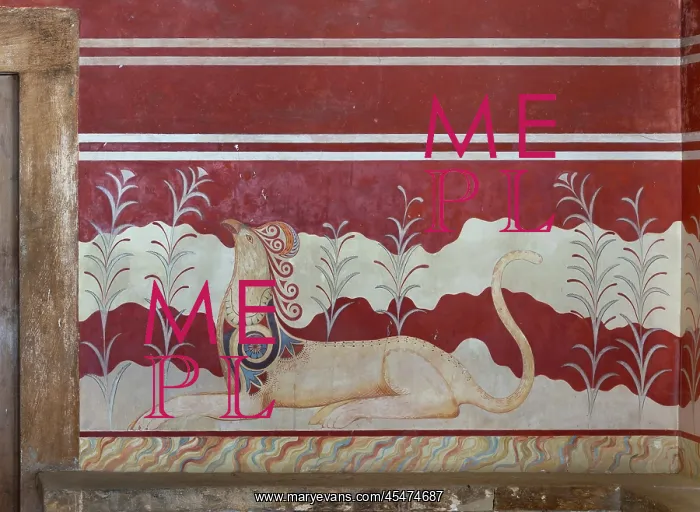 : Fresco, Throne Room, Knossos, Crete, Greece : Fresco, Throne Room, Knossos, Crete, Greece