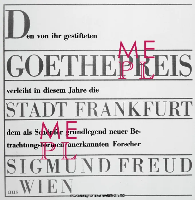 : FREUD / GOETHE PRIZE / 95A : FREUD / GOETHE PRIZE / 95A