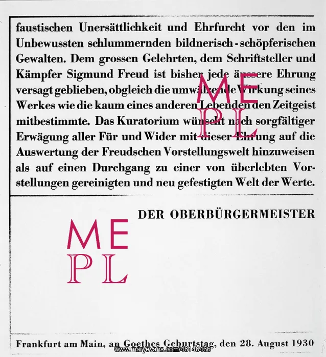 : FREUD / GOETHE PRIZE / 95C : FREUD / GOETHE PRIZE / 95C