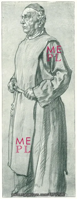 : A Friar. A portrait illustration of an old friar holding the belt of his robes : A Friar. A portrait illustration of an old friar holding the belt of his robes