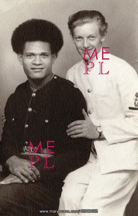 : Two friends - A British Navy Sailor and a Pacific Islander : Two friends - A British Navy Sailor and a Pacific Islander