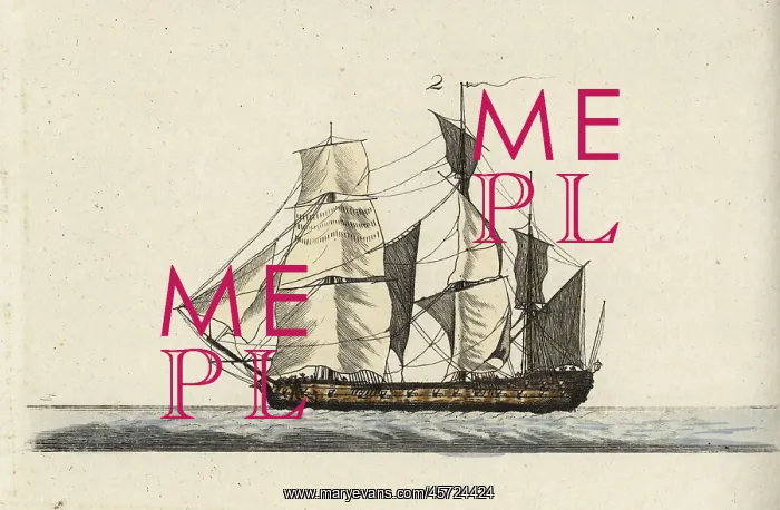 : Frigate 2. Handcoloured copperplate engraving after Christiane Henriette : Frigate 2. Handcoloured copperplate engraving after Christiane Henriette