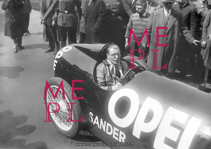 : Fritz von Opel in the rocket car, 1928 : Fritz von Opel in the rocket car, 1928