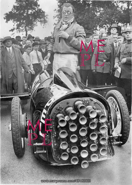 : Fritz von Opel in His Rocket-Powered Car, 1928 : Fritz von Opel in His Rocket-Powered Car, 1928
