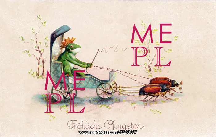 : Frog driving coach on a German Whitsuntide postcard : Frog driving coach on a German Whitsuntide postcard