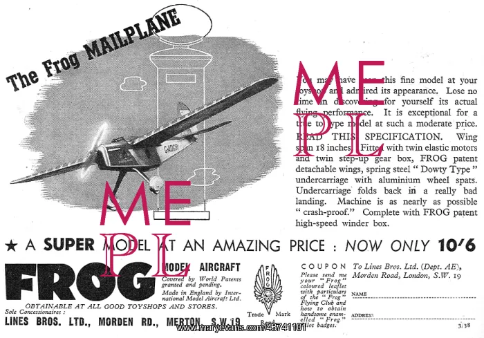 : Frog Model Aircraft - Mailplane : Frog Model Aircraft - Mailplane
