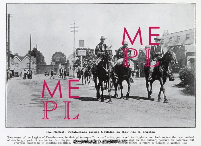 : Frontiersmen passing Coulsdon on ride to Brighton : Frontiersmen passing Coulsdon on ride to Brighton