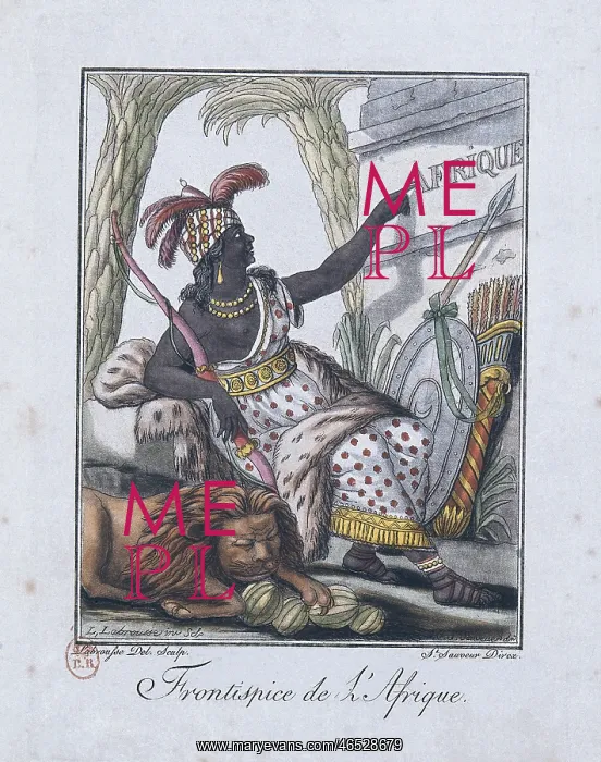 : Frontispice de l'Afrique. Engraving of the Encyclopedie : Frontispice de l'Afrique. Engraving of the Encyclopedie