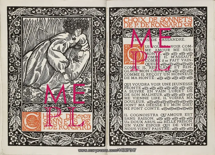 : Frontispiece and Title Page for Ronsard Sonnets : Frontispiece and Title Page for Ronsard Sonnets