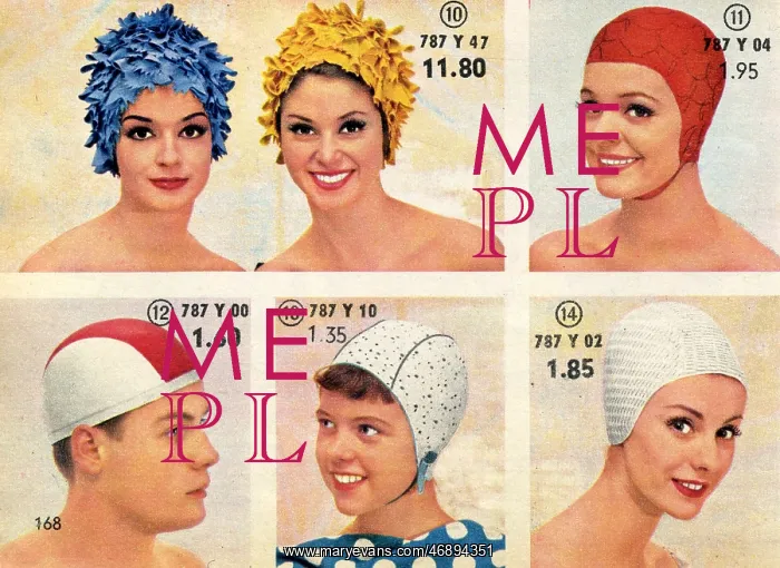 : Fruhling Sommer 1961, September - 1960s, swimming caps : Fruhling Sommer 1961, September - 1960s, swimming caps