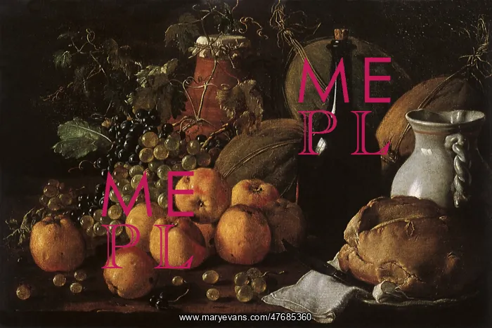  : Fruit, Bread, Two Jars and a Bottle of Wine