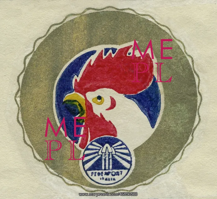 : Fruit Label -- head of a cockerel : Fruit Label -- head of a cockerel