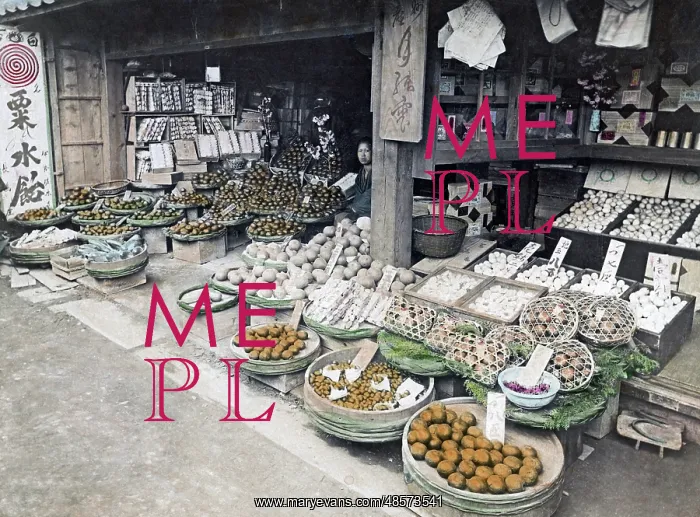  : Fruit and vegetables stall, Japan, circa 1890
