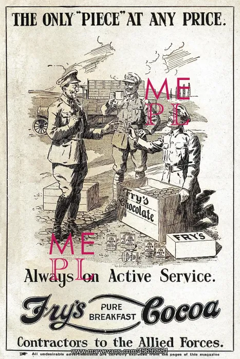 : Fry's Cocoa advertisement, WW1 : Fry's Cocoa advertisement, WW1