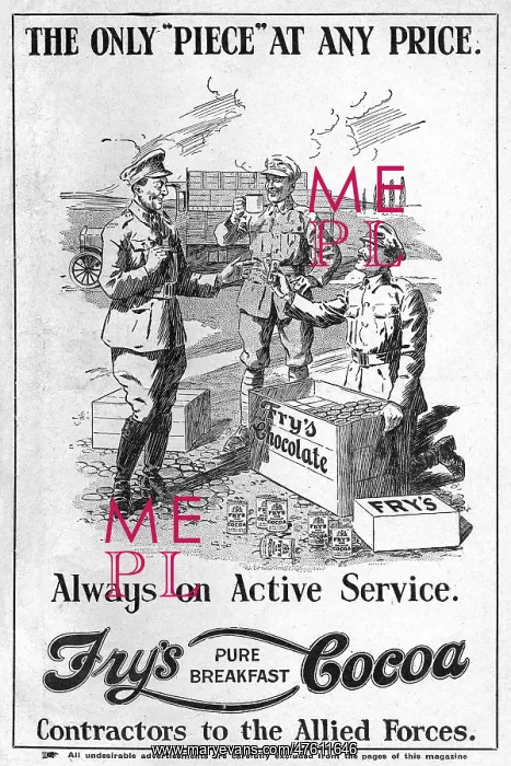 : Fry's Cocoa advertisement, WW1 : Fry's Cocoa advertisement, WW1