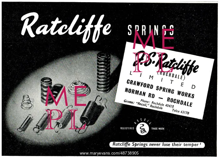 : F.S.Ratcliffe Springs For Aircraft : F.S.Ratcliffe Springs For Aircraft