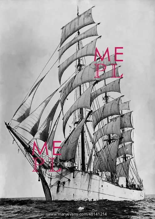 : Full-rigged ship on the high seas : Full-rigged ship on the high seas