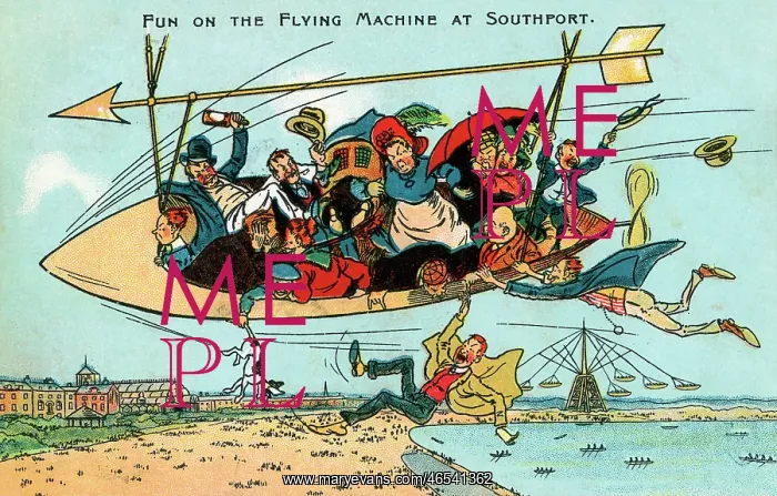 : Fun on the flying machine at Southport, Merseyside : Fun on the flying machine at Southport, Merseyside