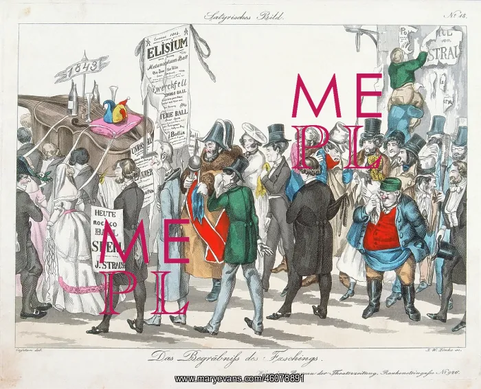 : The funeral of the carnival'. Colored copper : The funeral of the carnival'. Colored copper