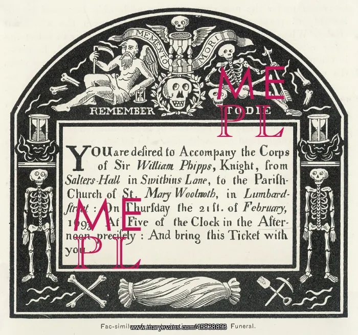  : FUNERAL INVITE 1694