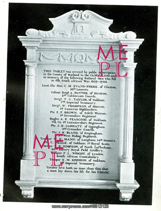 : Funerary Monument - Boer War Tablet : Funerary Monument - Boer War Tablet