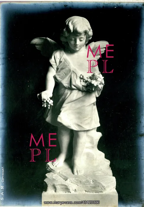 : Funerary Monument - Cherub with Flowers : Funerary Monument - Cherub with Flowers