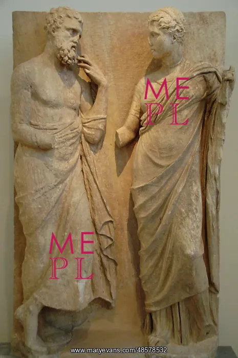 : Funerary stele of Hieron and Lysippe. Greece. IV century B.C : Funerary stele of Hieron and Lysippe. Greece. IV century B.C