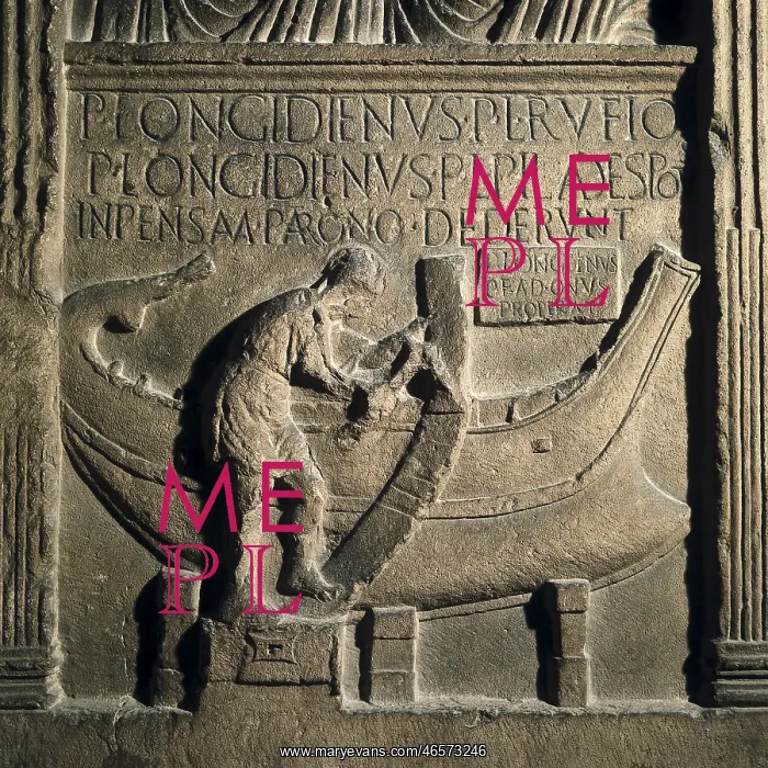 : Funerary stele of Publius Longidienus, boat builder : Funerary stele of Publius Longidienus, boat builder