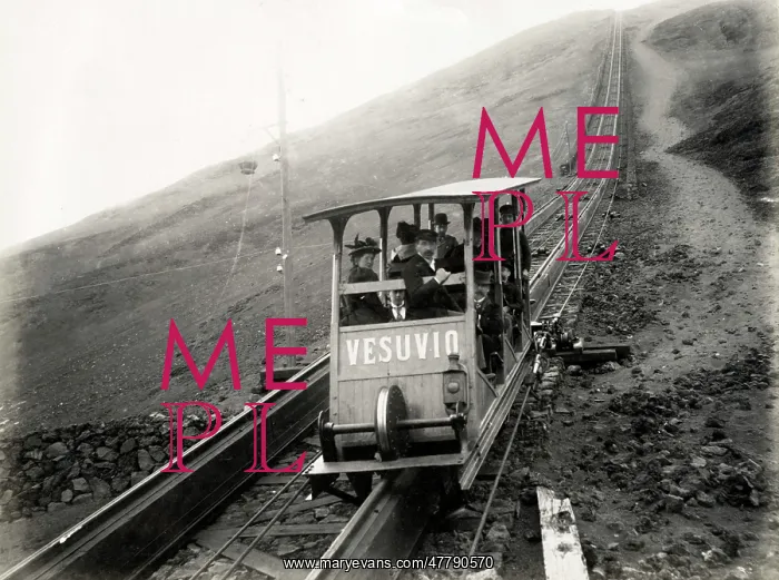 : Funicular railway on Mount Vesuvius, volcano in Italy : Funicular railway on Mount Vesuvius, volcano in Italy