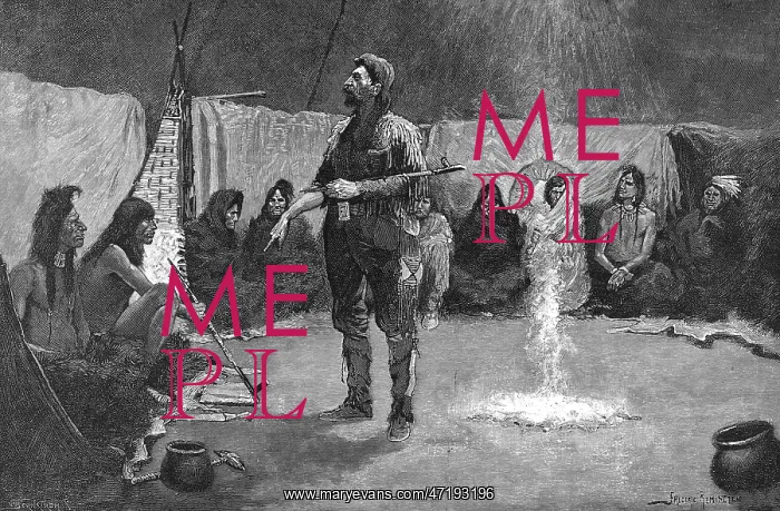 : FUR TRADER IN TEPEE / 1892 : FUR TRADER IN TEPEE / 1892