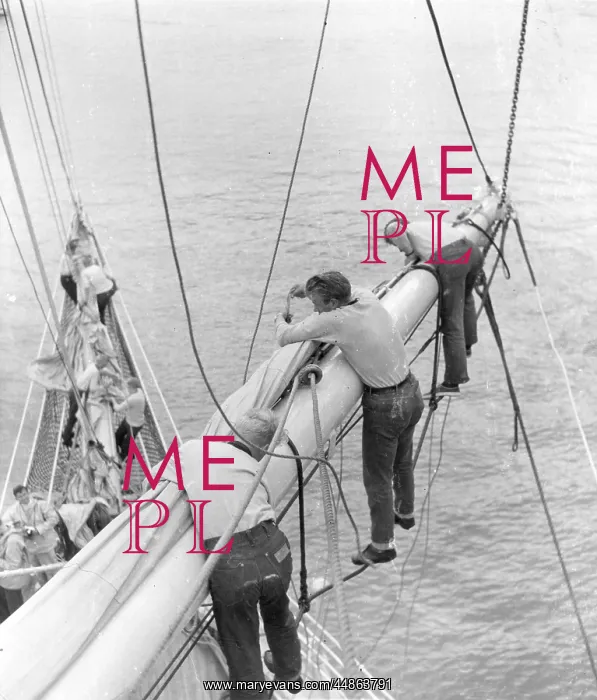 : Furling the mainsail on the Sorlandet : Furling the mainsail on the Sorlandet