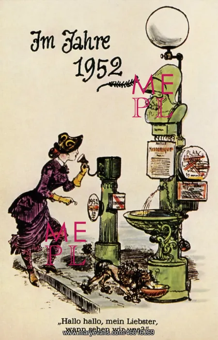 : future, vision, phoning in the year 1952, drawing : future, vision, phoning in the year 1952, drawing
