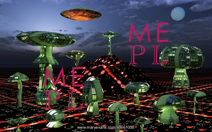 : A futuristic alien city seen at night : A futuristic alien city seen at night
