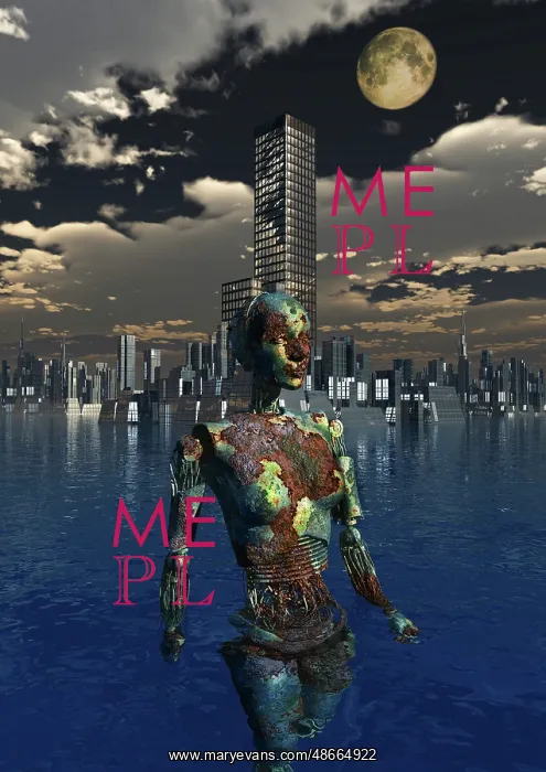 : A futuristic city, flooded by water due to climate changes : A futuristic city, flooded by water due to climate changes