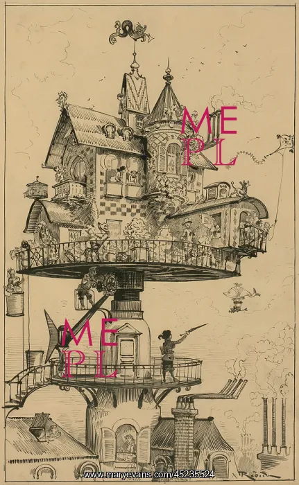 : Futuristic drawing by Albert Robida (1848-1926), ? : Futuristic drawing by Albert Robida (1848-1926), ?