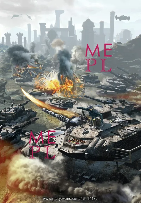  : Futuristic hover tank assaulting a distant city