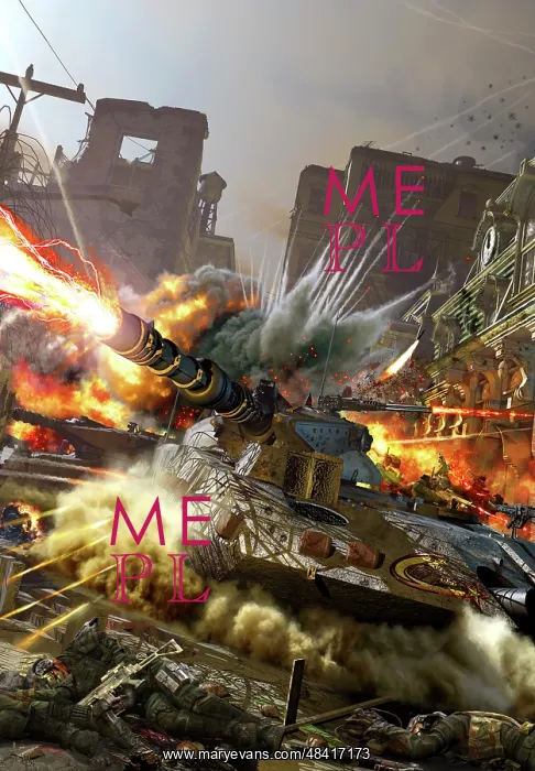 : Futuristic hover tank fighting in a ruin city : Futuristic hover tank fighting in a ruin city