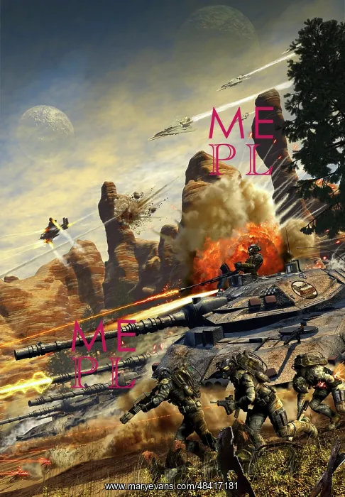  : Futuristic hover tank platoon charging downhill