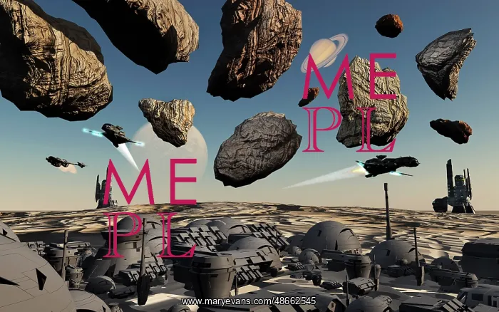 : Futuristic technology, mining an asteroid field : Futuristic technology, mining an asteroid field