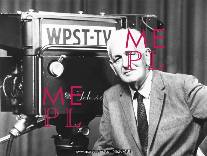 : Gabriel Heatter, in front of a WPST-TV camera in : Gabriel Heatter, in front of a WPST-TV camera in