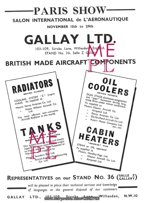 : Gallay Aeroplane Radiators & Cabin Heaters : Gallay Aeroplane Radiators & Cabin Heaters