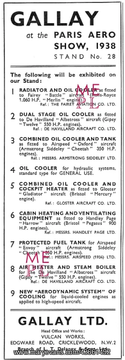 : Gallay Aeroplane Radiators & Heat Exchange Components : Gallay Aeroplane Radiators & Heat Exchange Components