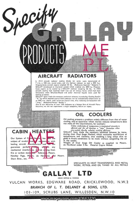 : Gallay Aeroplane Radiators & Heat Exchange Components : Gallay Aeroplane Radiators & Heat Exchange Components