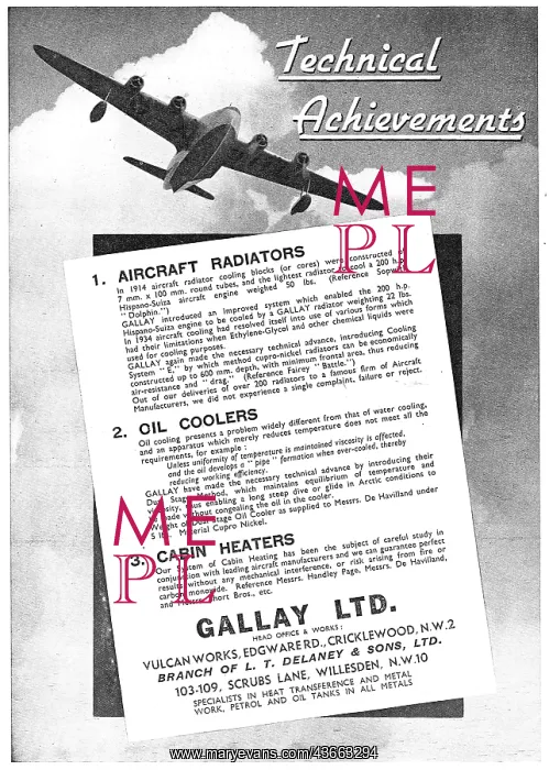 : Gallay Aeroplane Radiators & Heat Exchange Components : Gallay Aeroplane Radiators & Heat Exchange Components