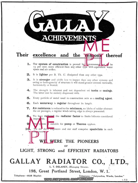 : Gallay Aeroplane Radiators & Sheet Metal Work : Gallay Aeroplane Radiators & Sheet Metal Work