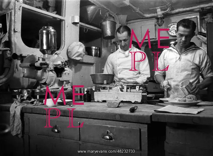 : The galley of a destroyer of the Kriegsmarine, 1939 : The galley of a destroyer of the Kriegsmarine, 1939
