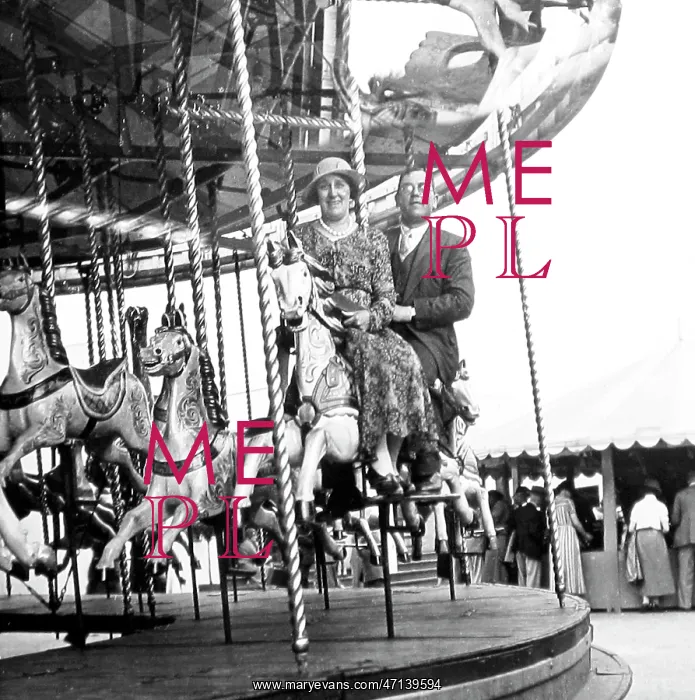 : Gallopers ride at a fair, probably 1940s