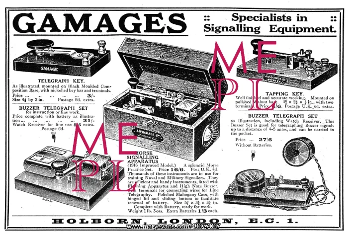 : Gamages Buzzer Telegraph Set & Morse Signalling Apparatus : Gamages Buzzer Telegraph Set & Morse Signalling Apparatus