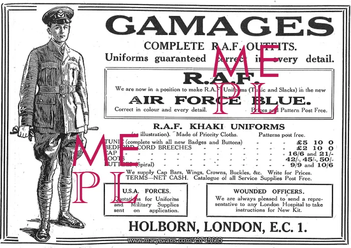 : Gamage's New Style Regulation RAF Blue Unforms : Gamage's New Style Regulation RAF Blue Unforms